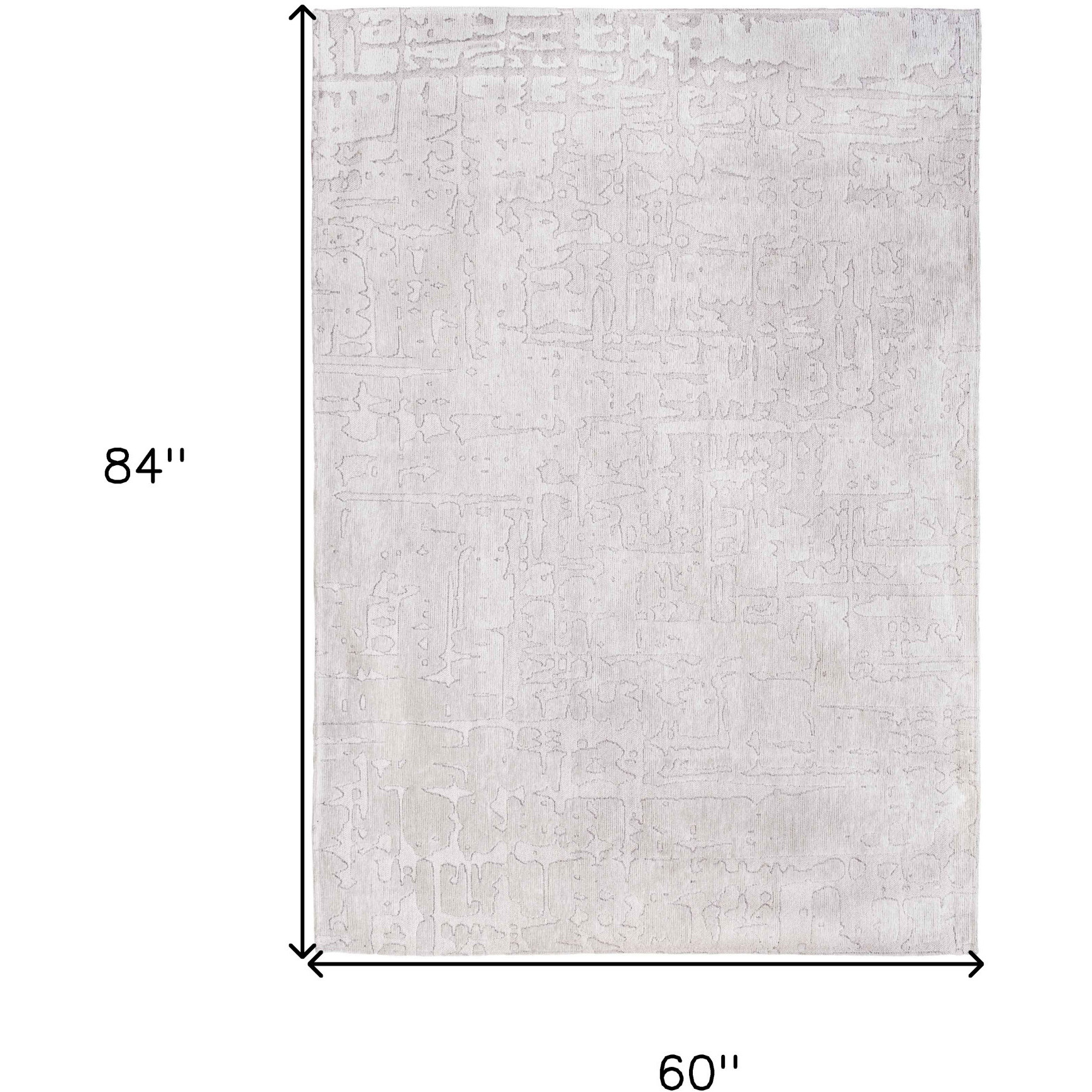6' X 8' White Abstract Non Skid Area Rug