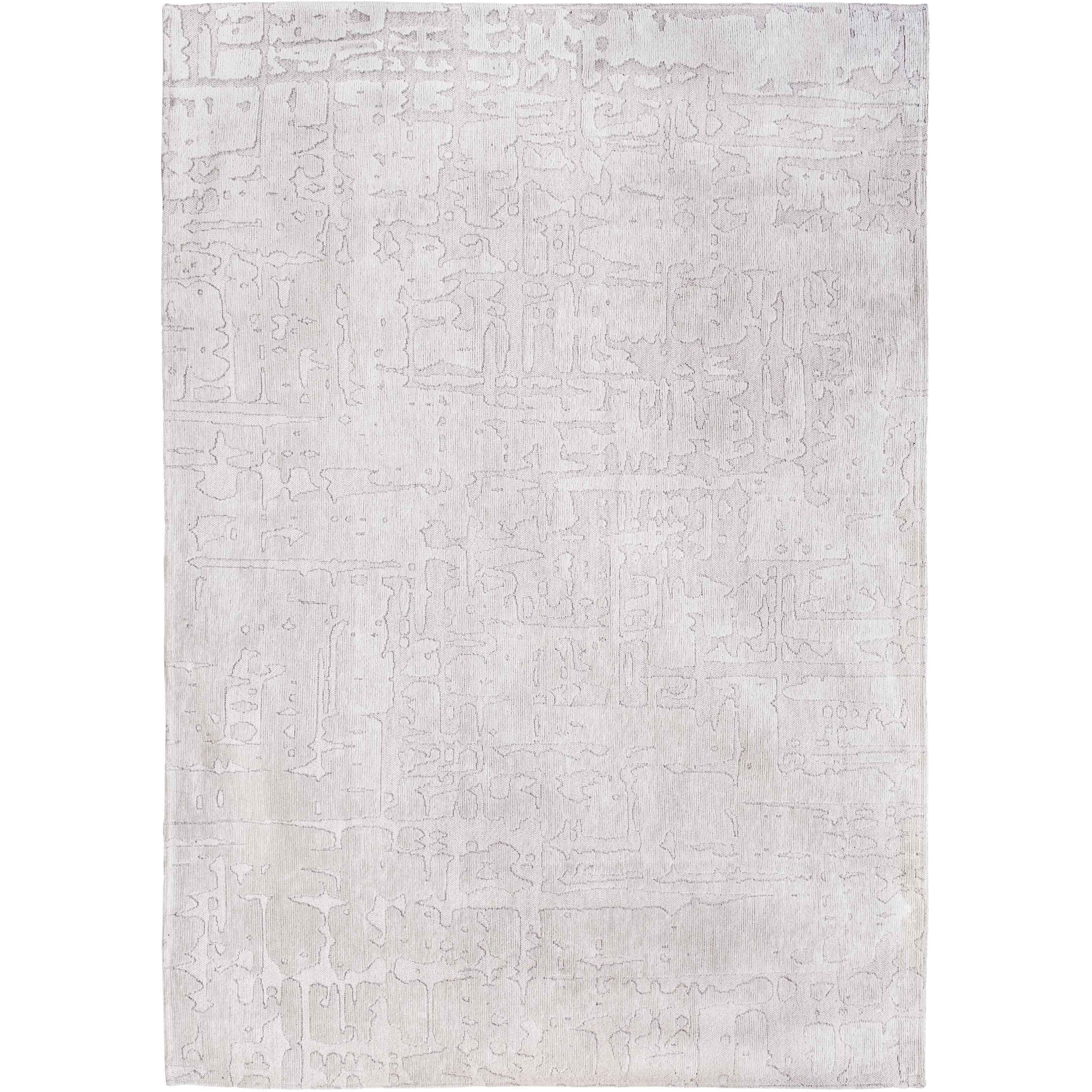 6' X 8' White Abstract Non Skid Area Rug