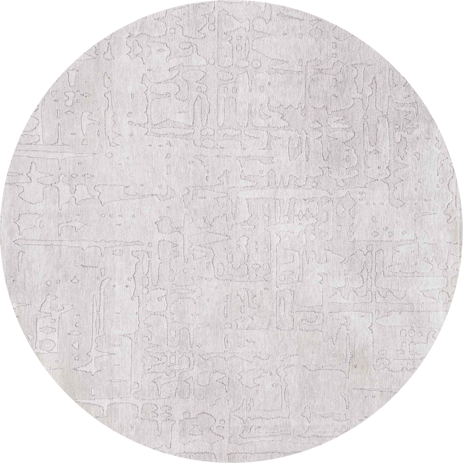 8' White Round Abstract Non Skid Area Rug