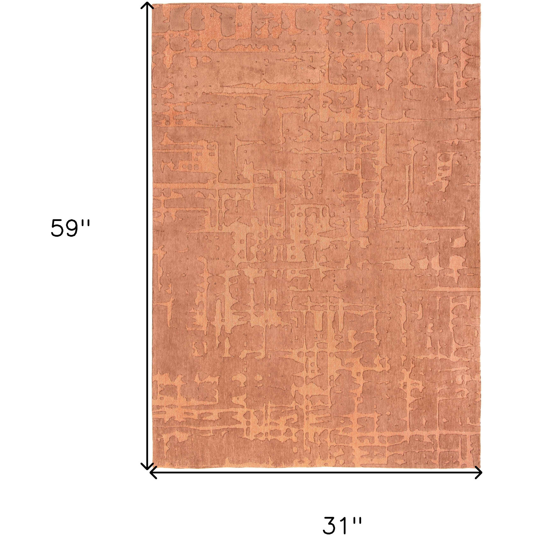 3' X 5' Orange Abstract Non Skid Area Rug