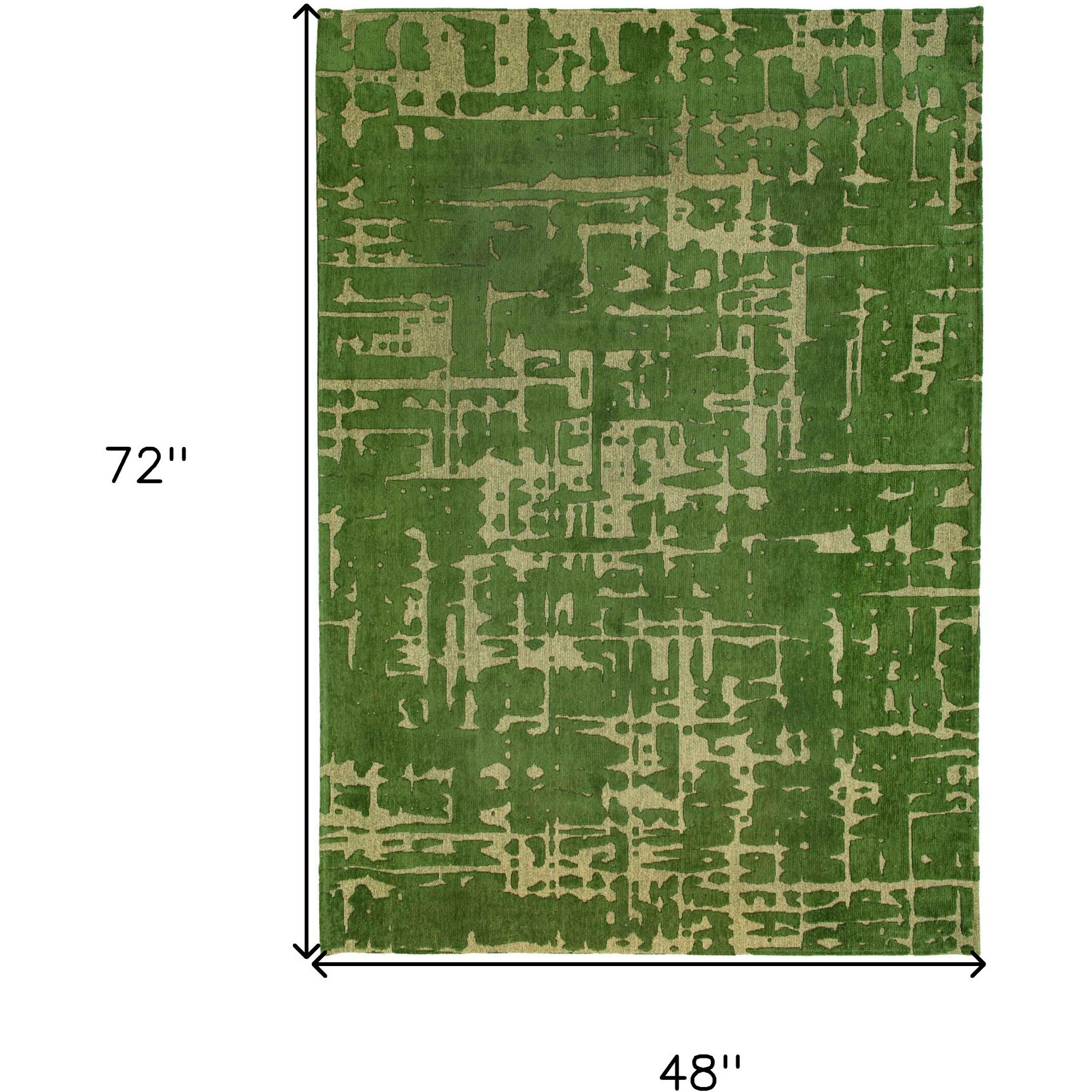 5' X 7' Green Abstract Non Skid Area Rug