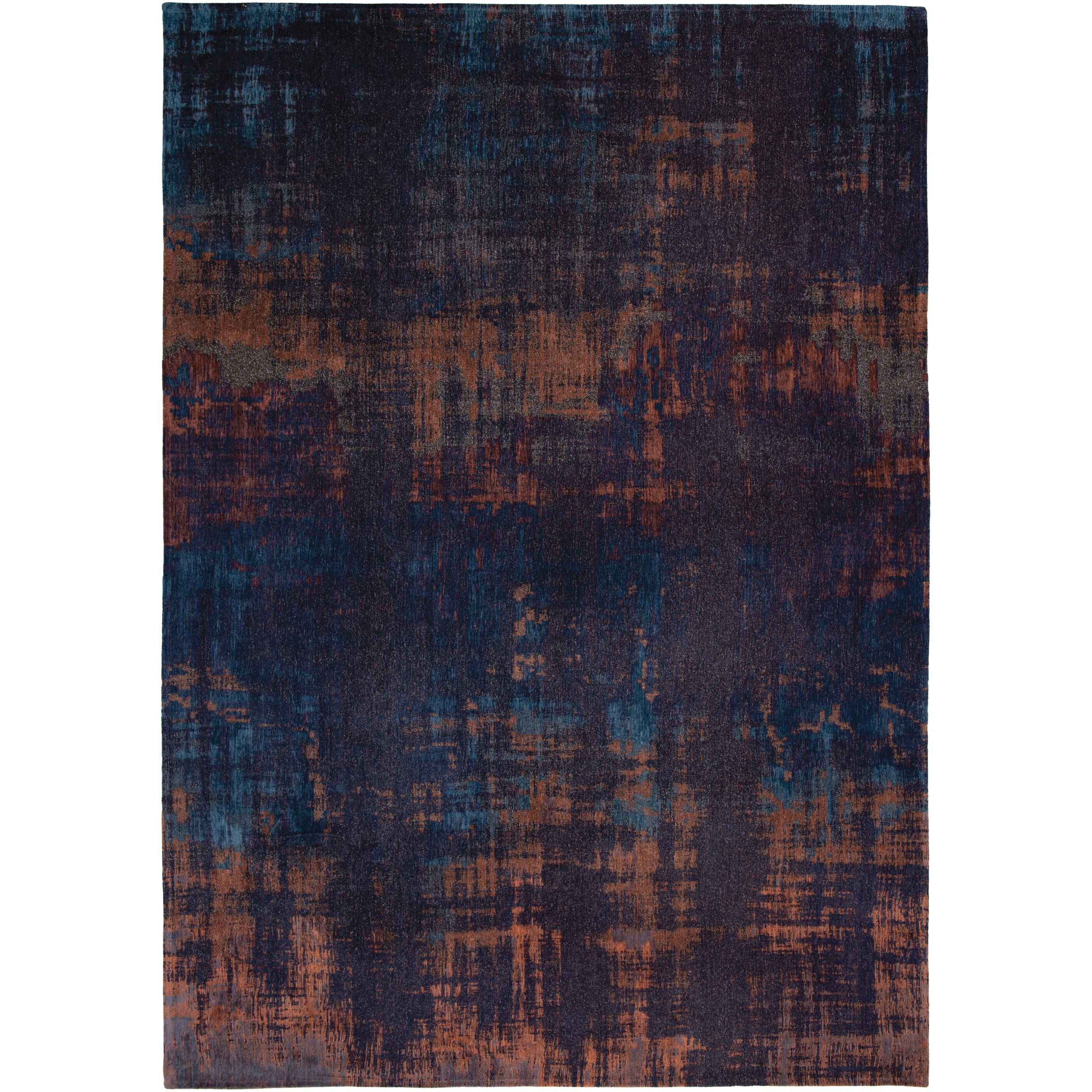 3' X 5' Blue and Brown Abstract Non Skid Area Rug