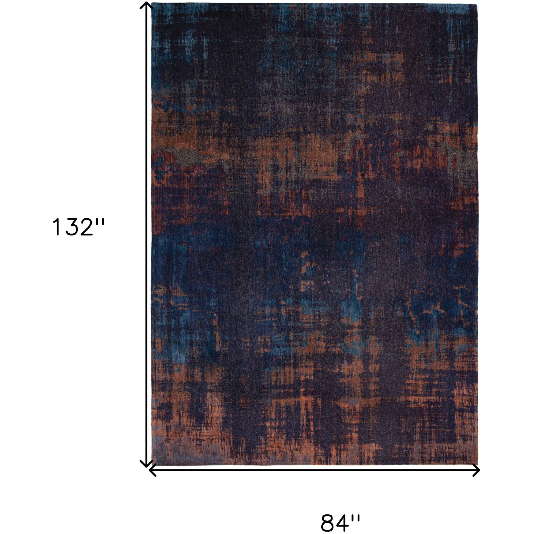 8' X 11' Blue and Brown Abstract Non Skid Area Rug
