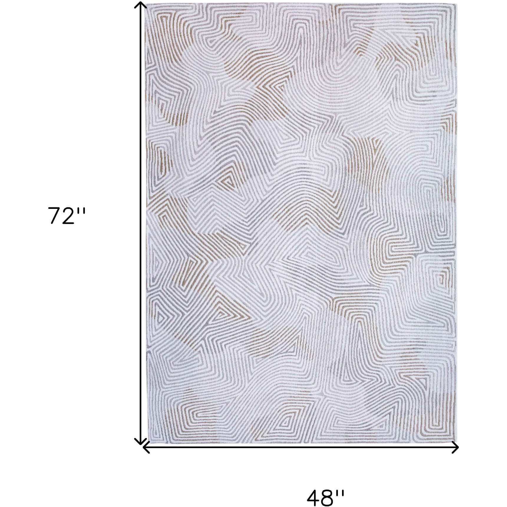5' X 7' White Abstract Non Skid Area Rug