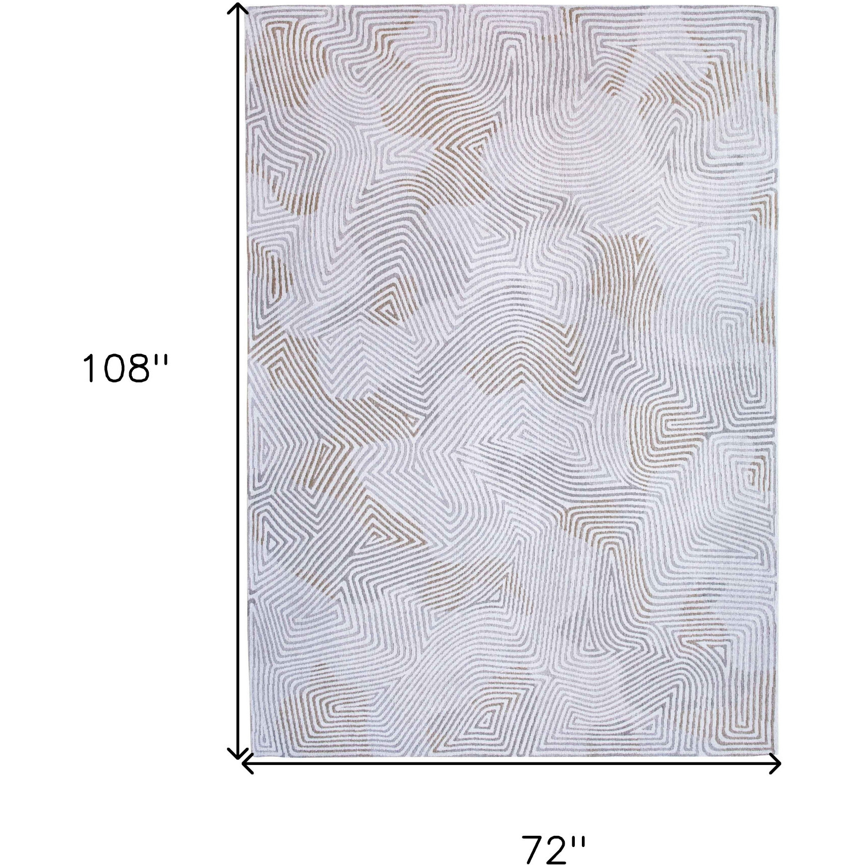 7' X 9' White Abstract Non Skid Area Rug