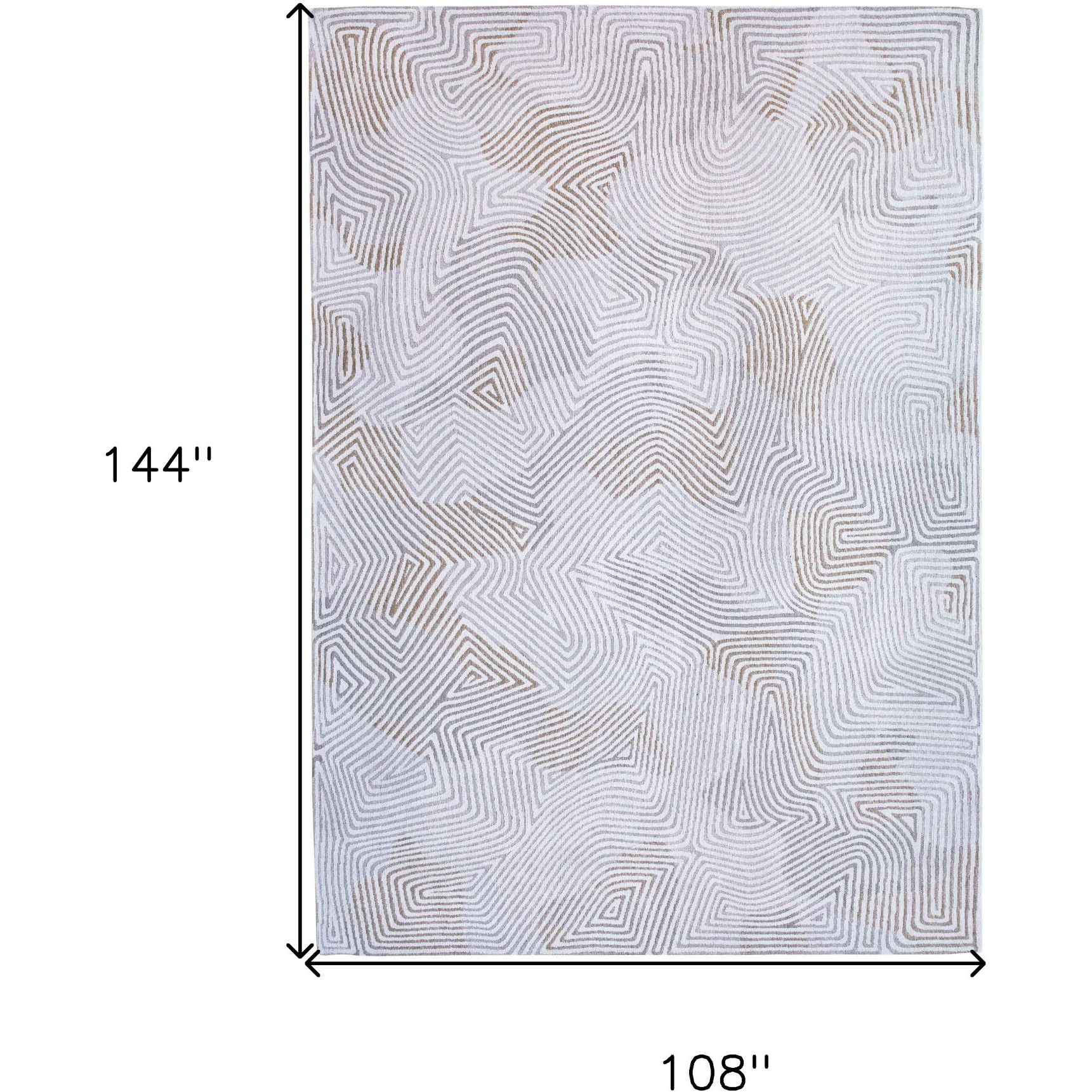 9' X 13' White Abstract Non Skid Area Rug
