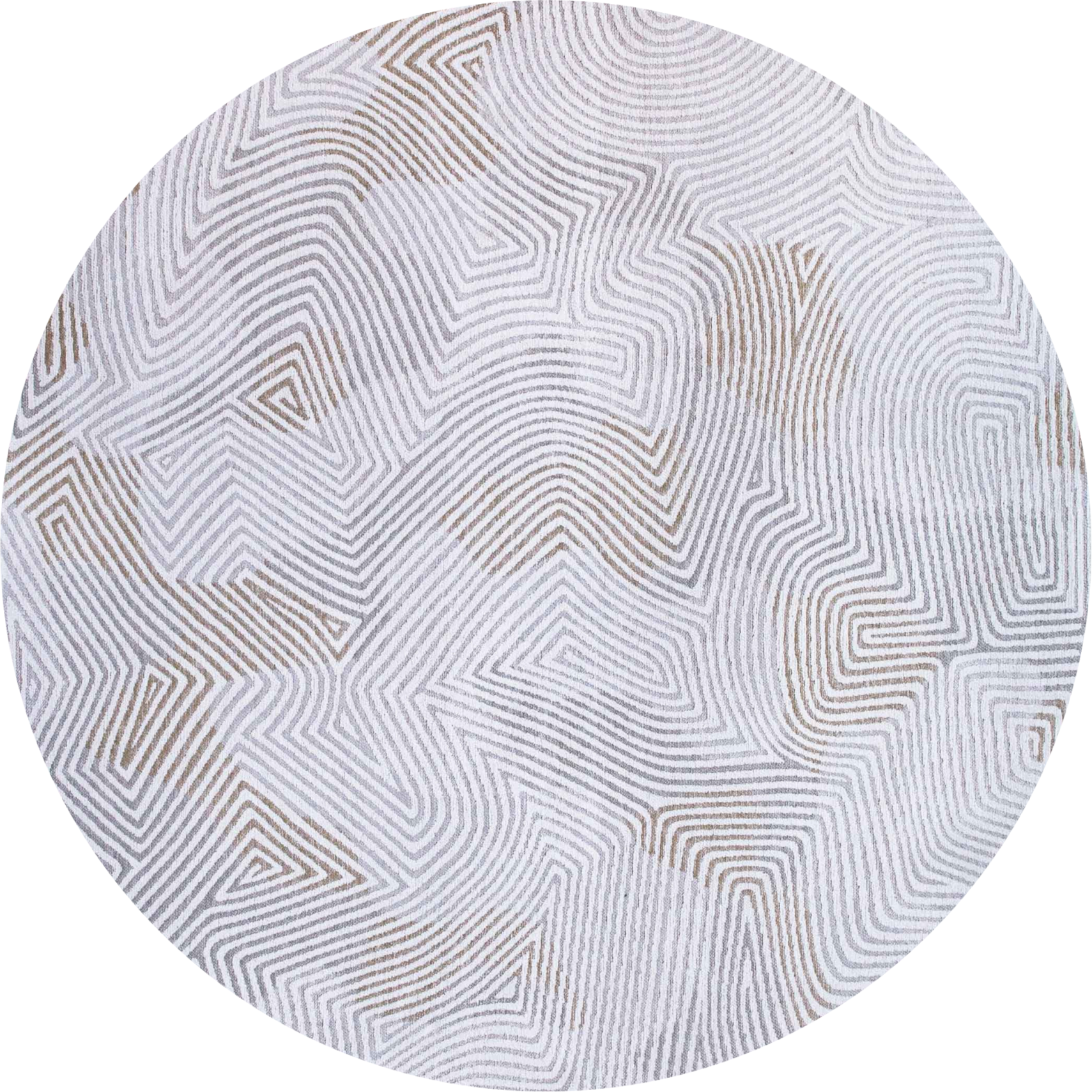 8' White Round Abstract Non Skid Area Rug
