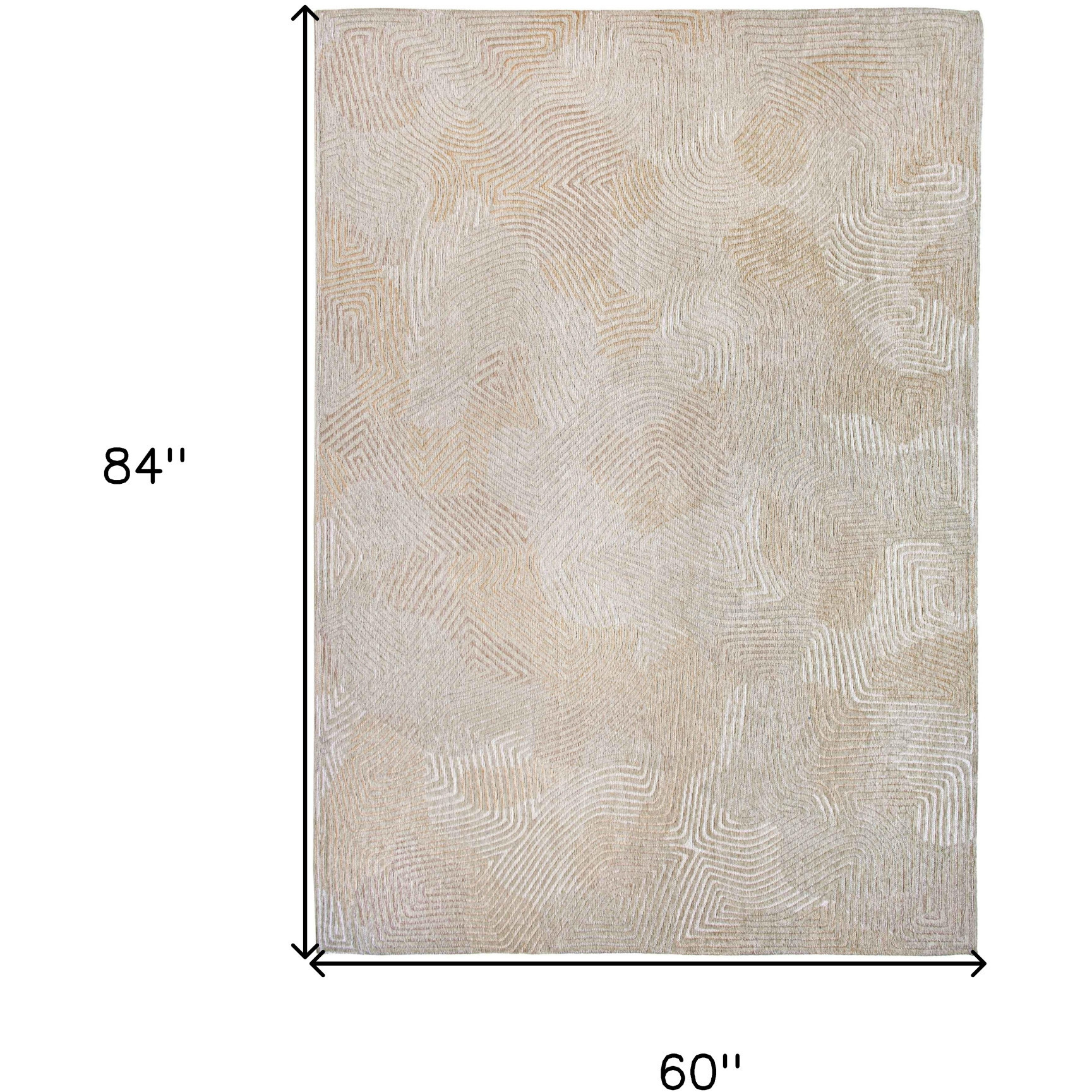 6' X 8' Beige and White Abstract Non Skid Area Rug