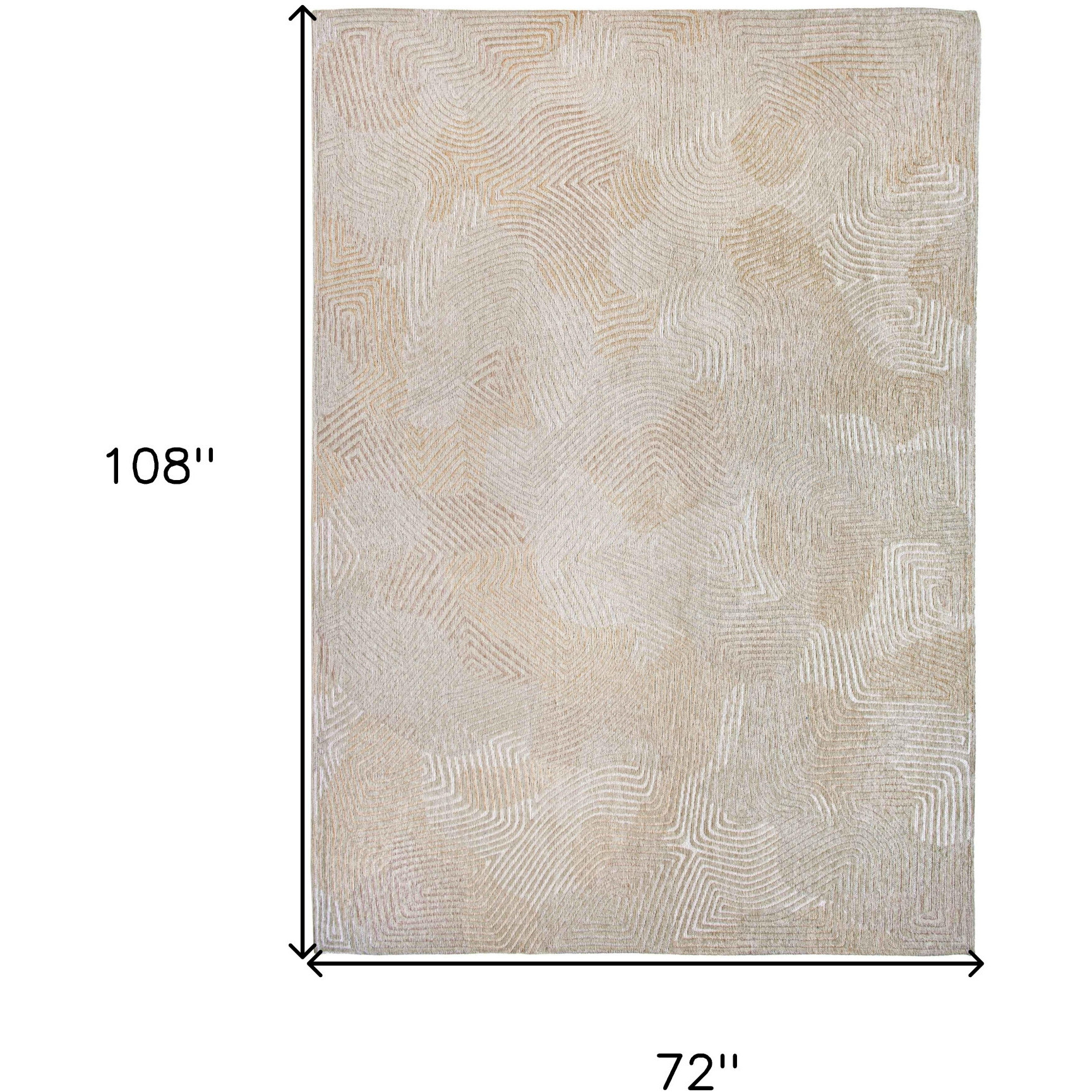 7' X 9' Beige and White Abstract Non Skid Area Rug
