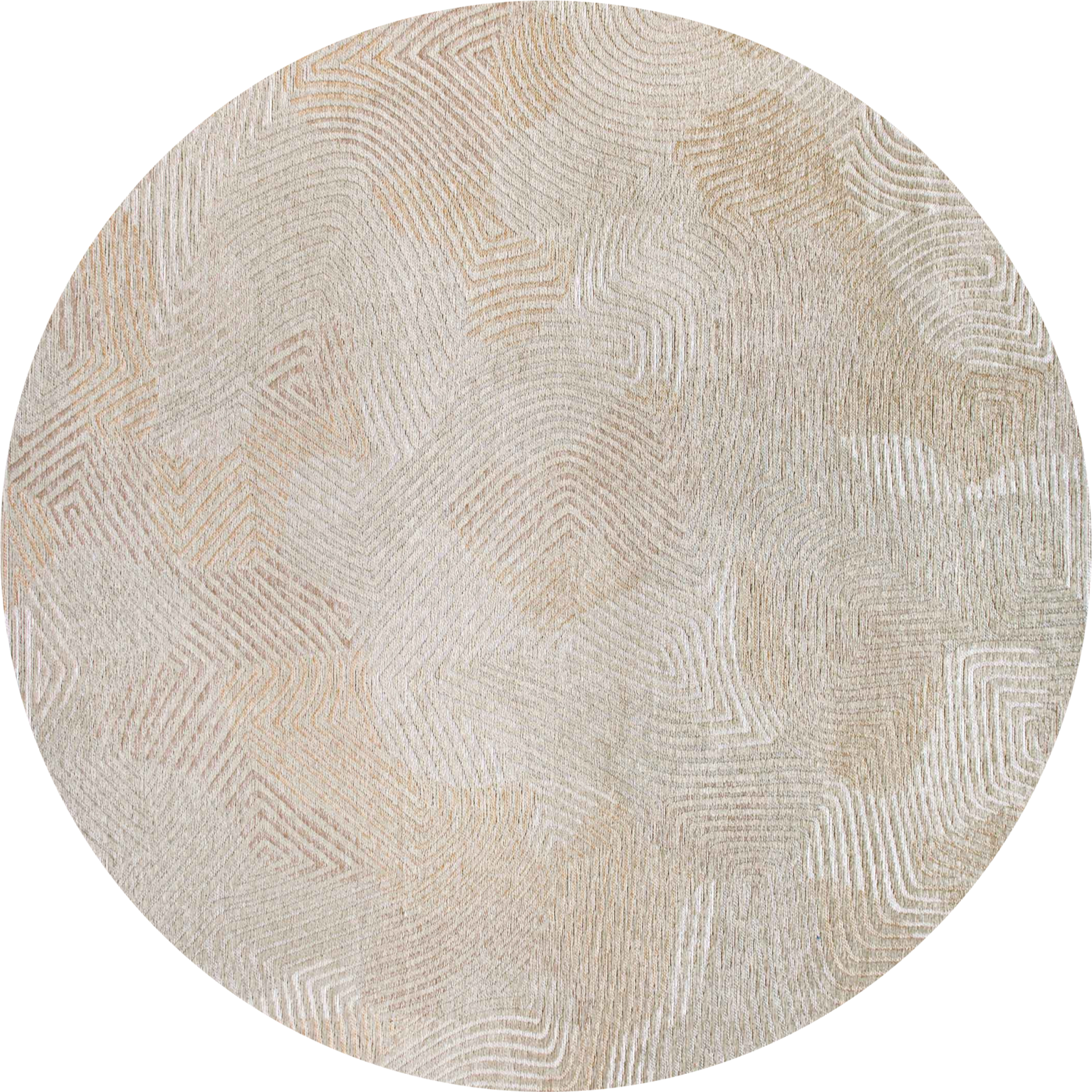 5' Beige and White Round Abstract Non Skid Area Rug