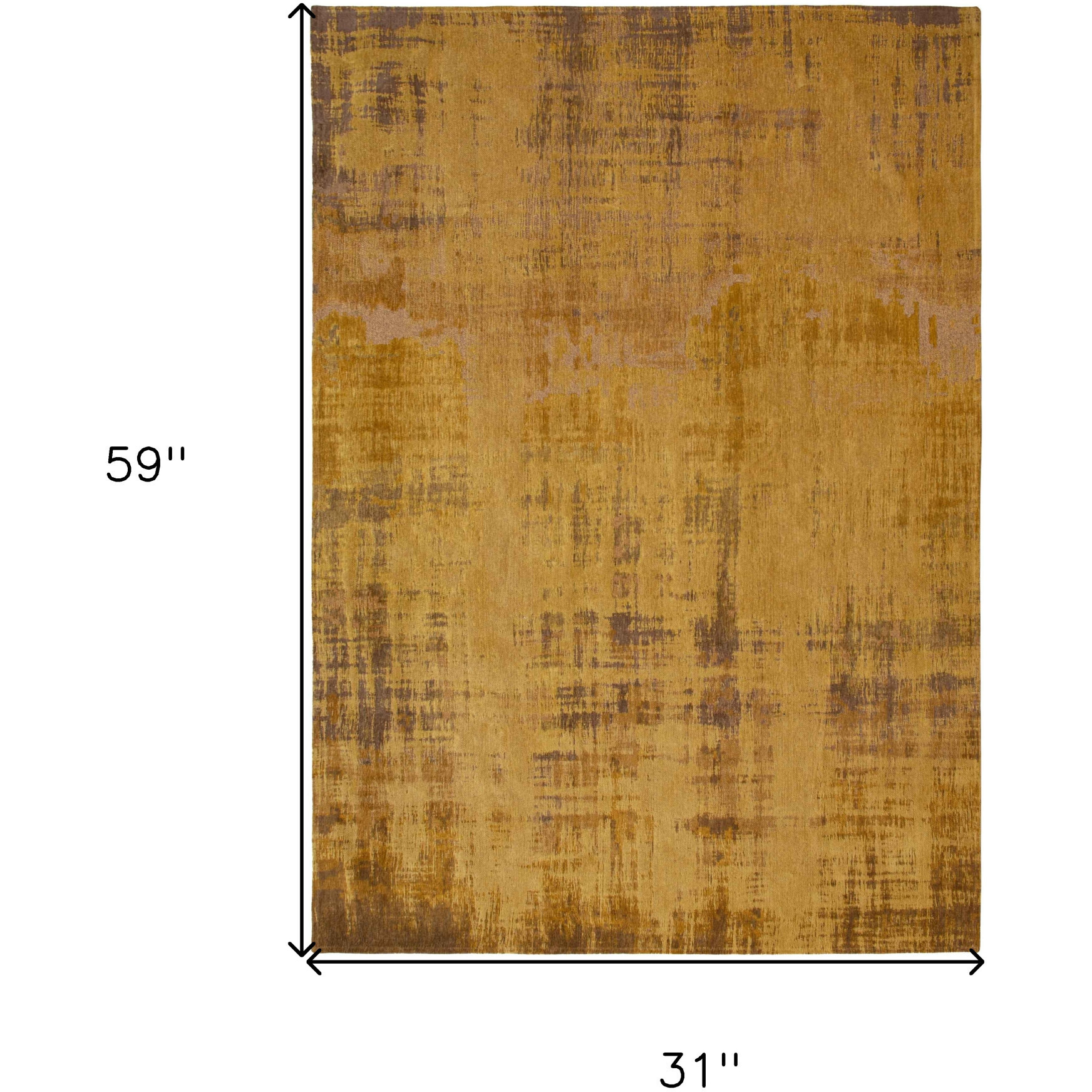 3' X 5' Yellow and Brown Abstract Non Skid Area Rug