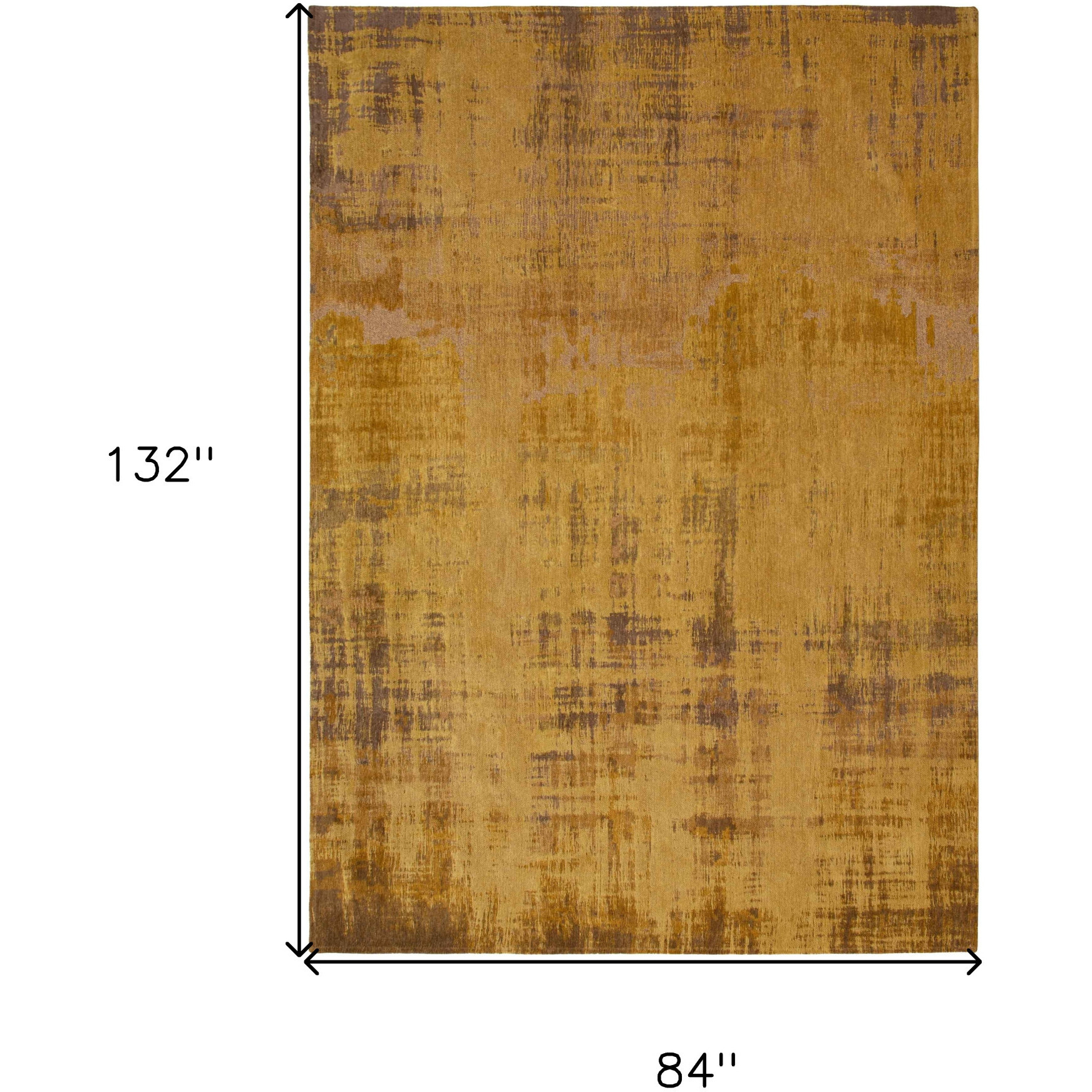 8' X 11' Yellow and Brown Abstract Non Skid Area Rug
