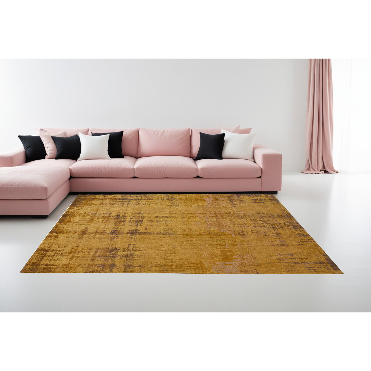 9' X 13' Yellow and Brown Abstract Non Skid Area Rug