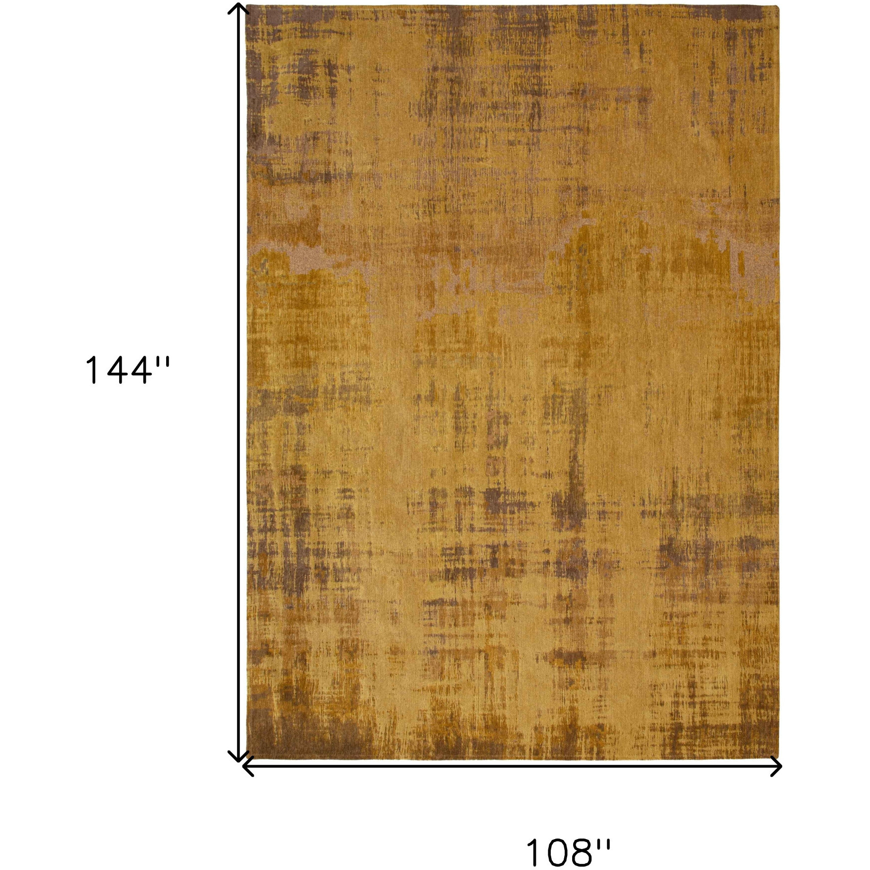 9' X 13' Yellow and Brown Abstract Non Skid Area Rug