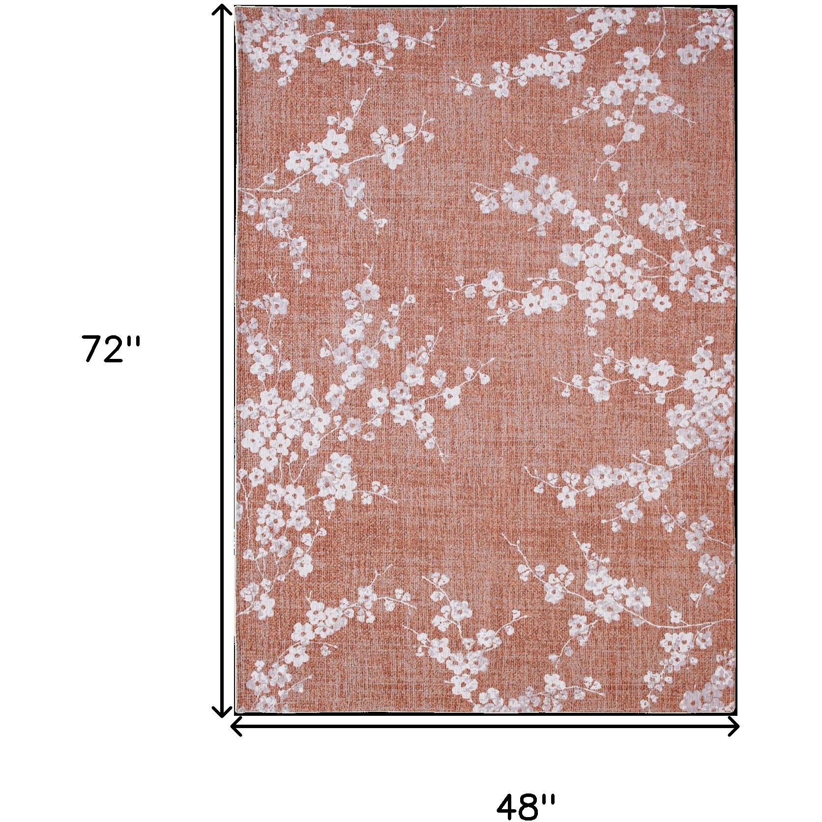 5' X 7' Red and White Oriental Non Skid Area Rug