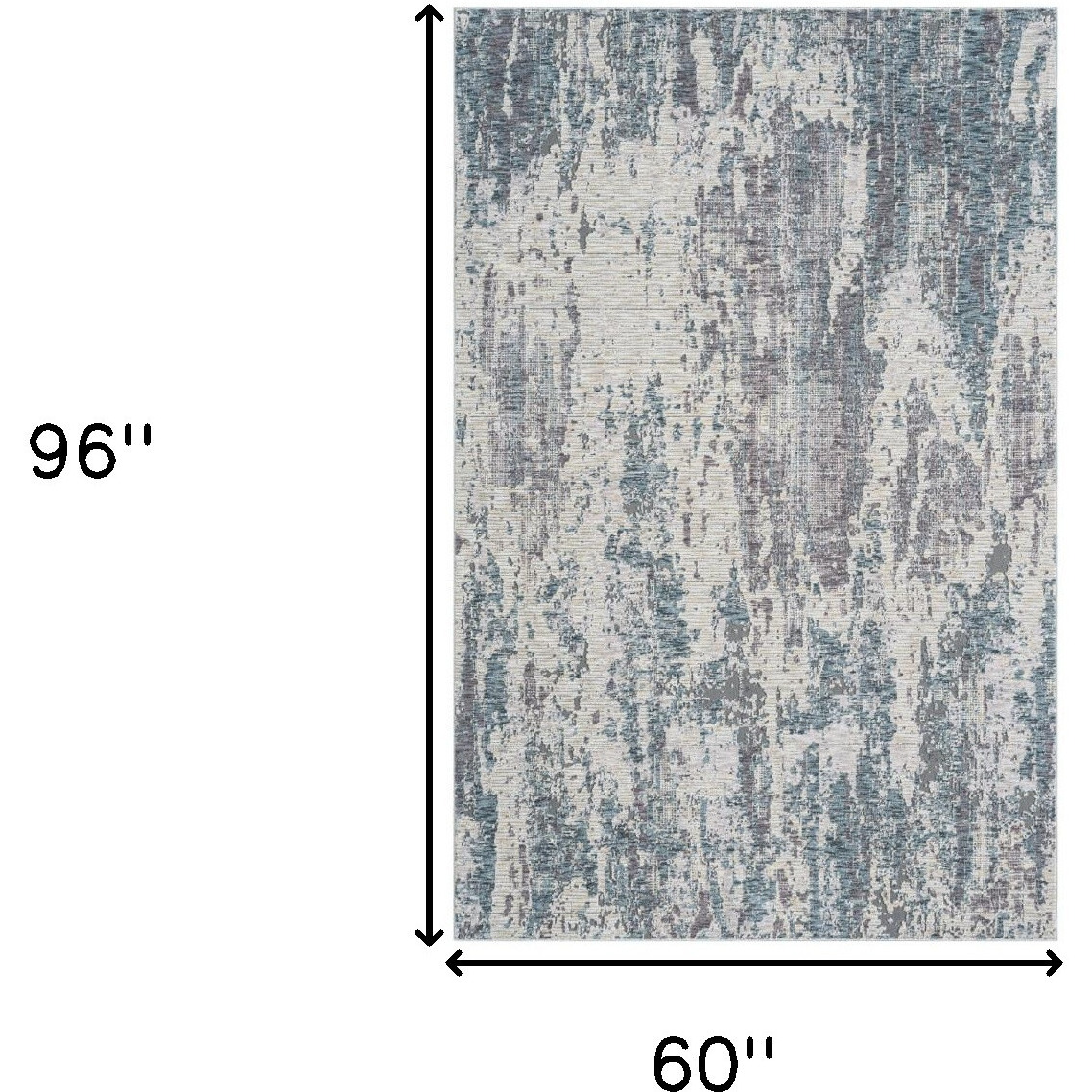 5' X 8' Gray and Ivory Abstract Area Rug