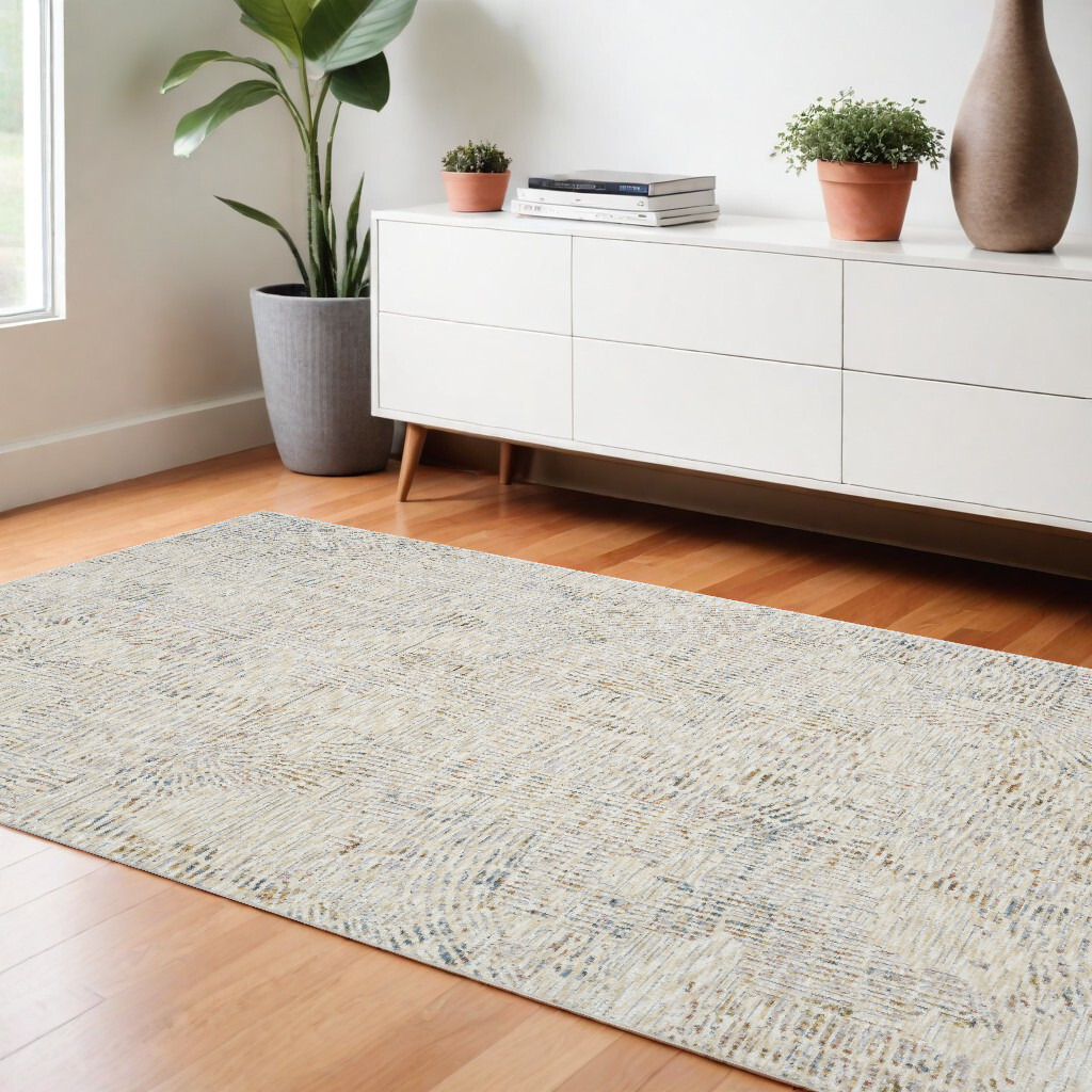 10' X 14' Ivory and Gray Abstract Area Rug