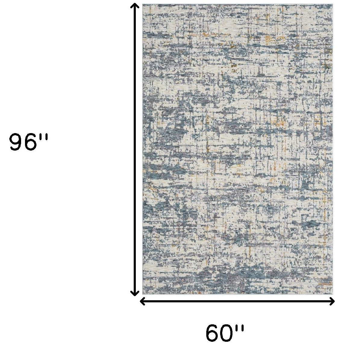 5' X 8' Blue and Ivory Abstract Area Rug