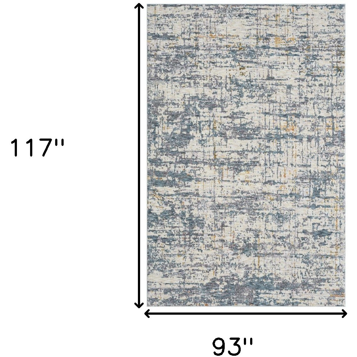 8' X 10' Blue and Ivory Abstract Area Rug