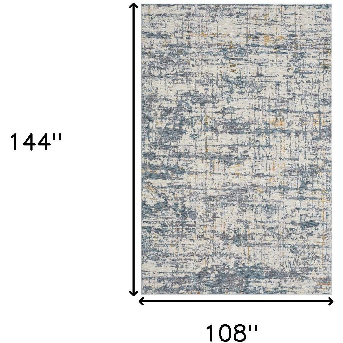 9' X 12' Blue and Ivory Abstract Area Rug