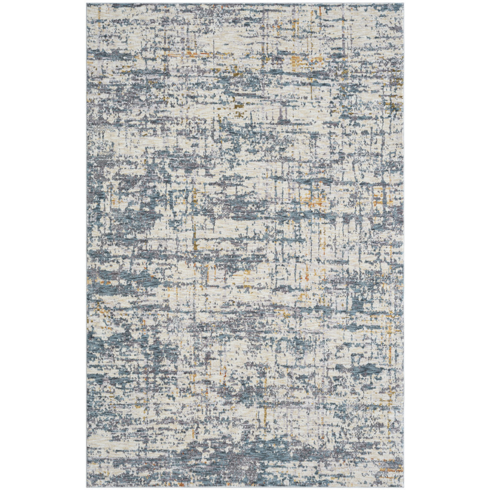9' X 12' Blue and Ivory Abstract Area Rug