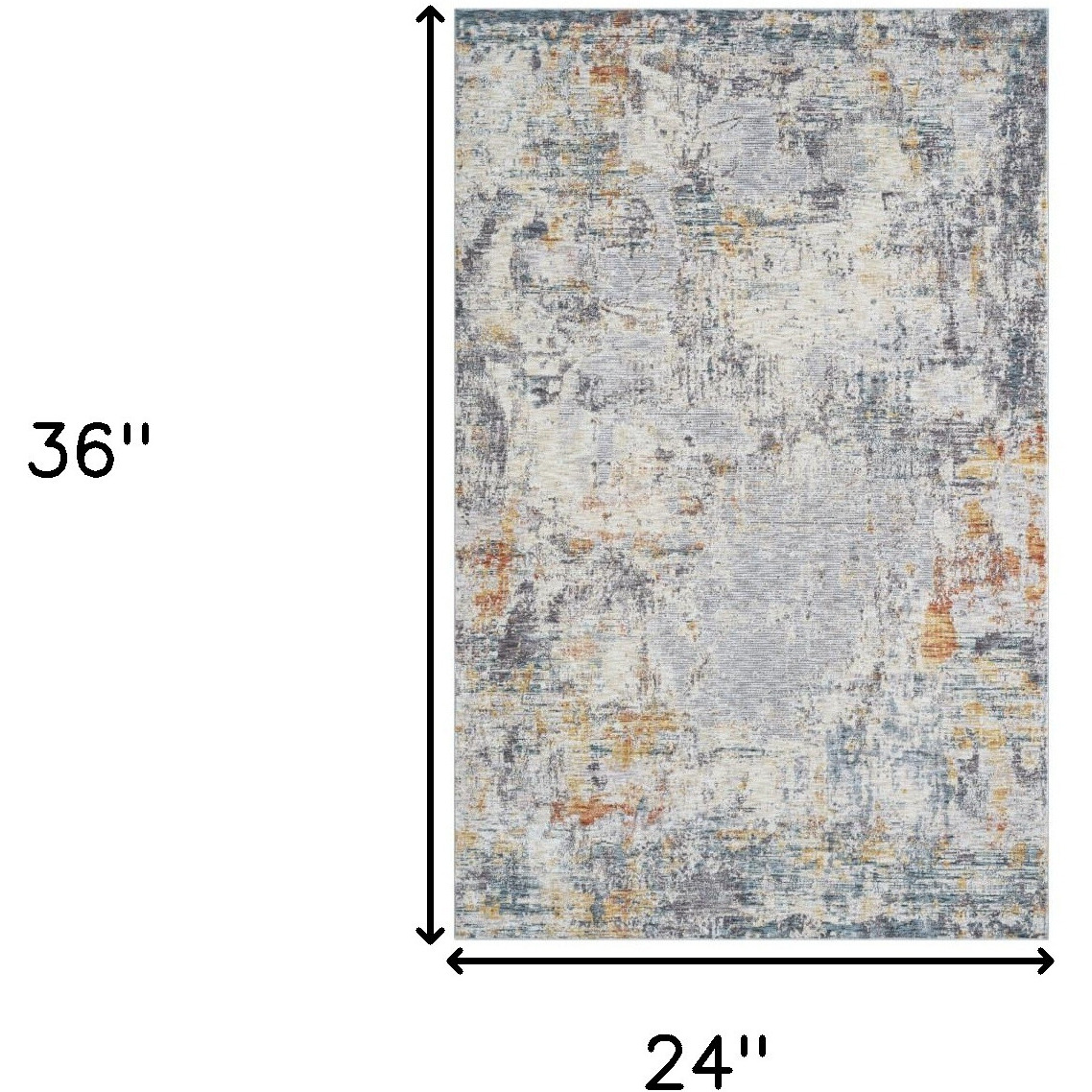 2' X 3' Gray and Ivory Abstract Area Rug