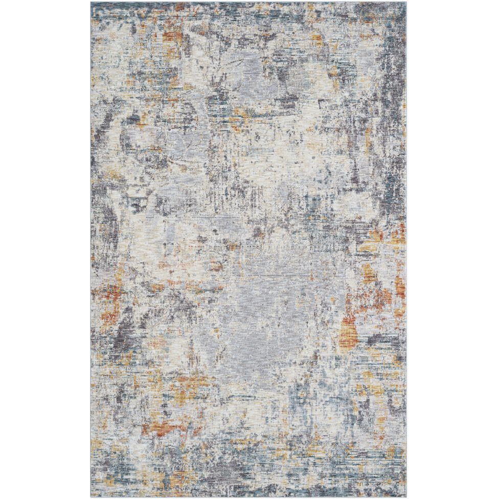 2' X 3' Gray and Ivory Abstract Area Rug