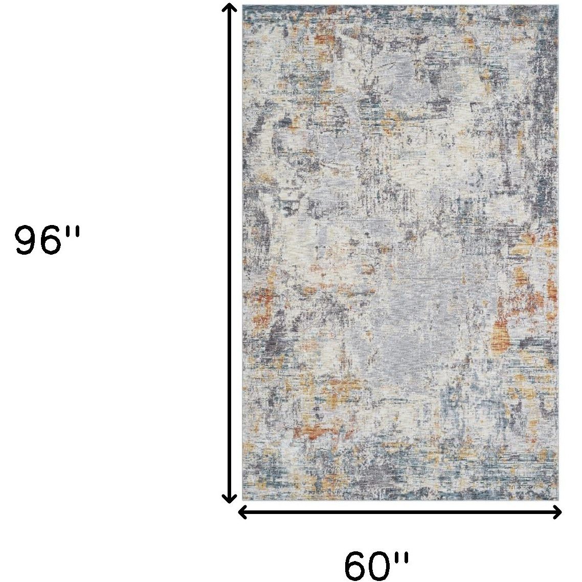 5' X 8' Gray and Ivory Abstract Area Rug