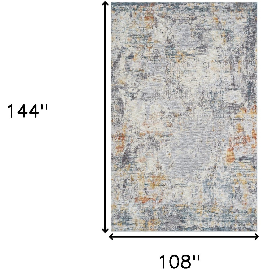 9' X 12' Gray and Ivory Abstract Area Rug