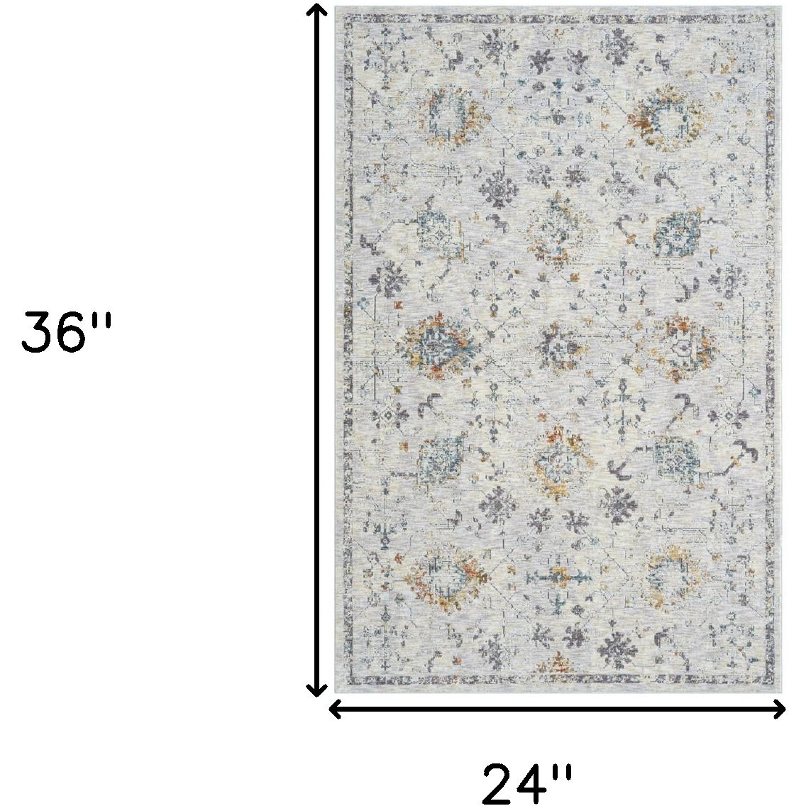 2' X 3' Ivory and Blue Floral Area Rug