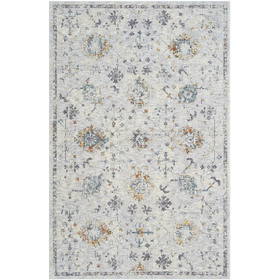 10' X 14' Ivory and Blue Floral Area Rug