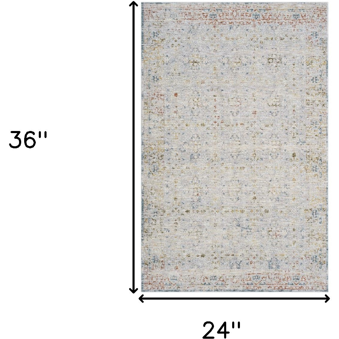 2' X 3' Ivory and Blue Floral Area Rug