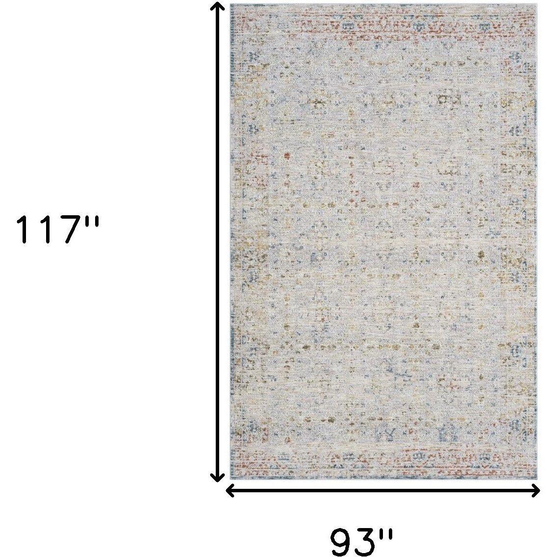 8' X 10' Ivory and Blue Floral Area Rug