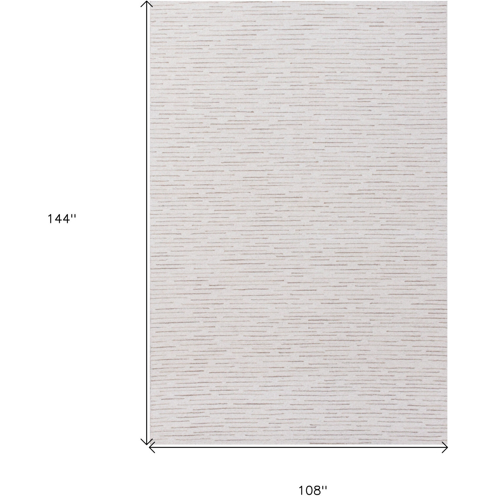 9' X 12' Beige and Ivory Wool Striped Hand Tufted Area Rug