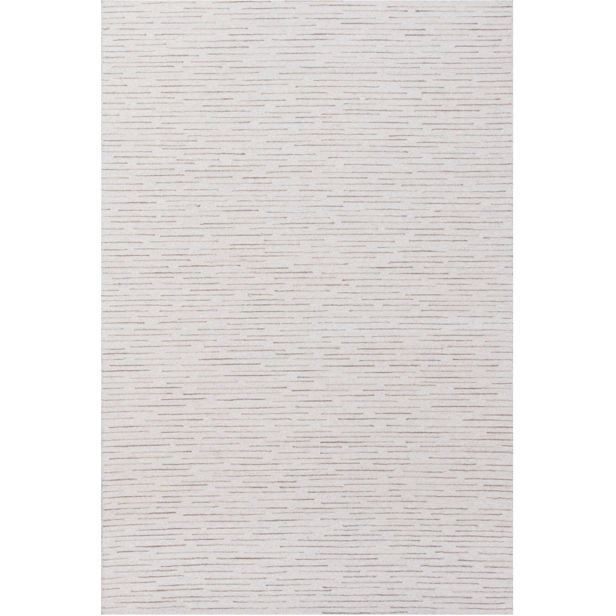 9' X 12' Beige and Ivory Wool Striped Hand Tufted Area Rug