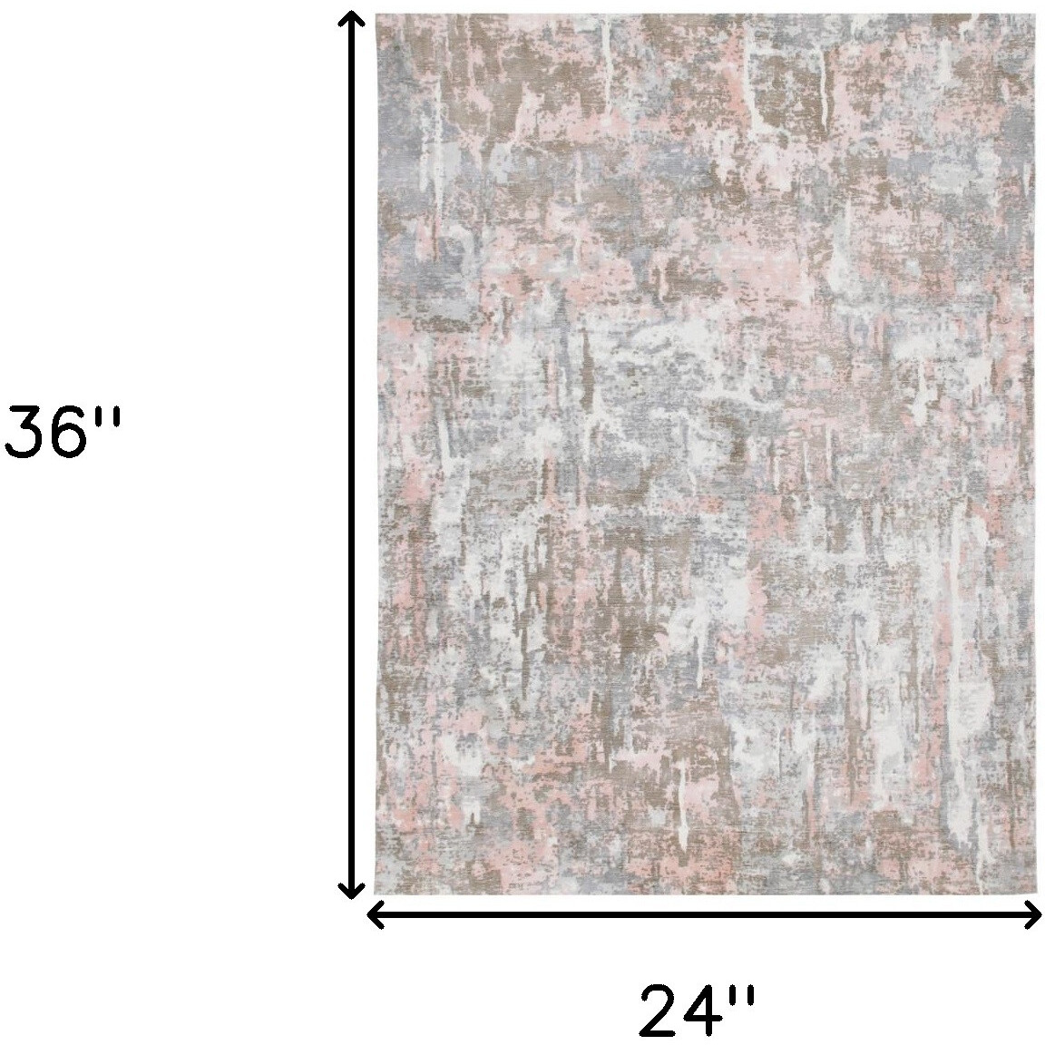 2' X 3' Gray and Pink Abstract Hand Loomed Area Rug