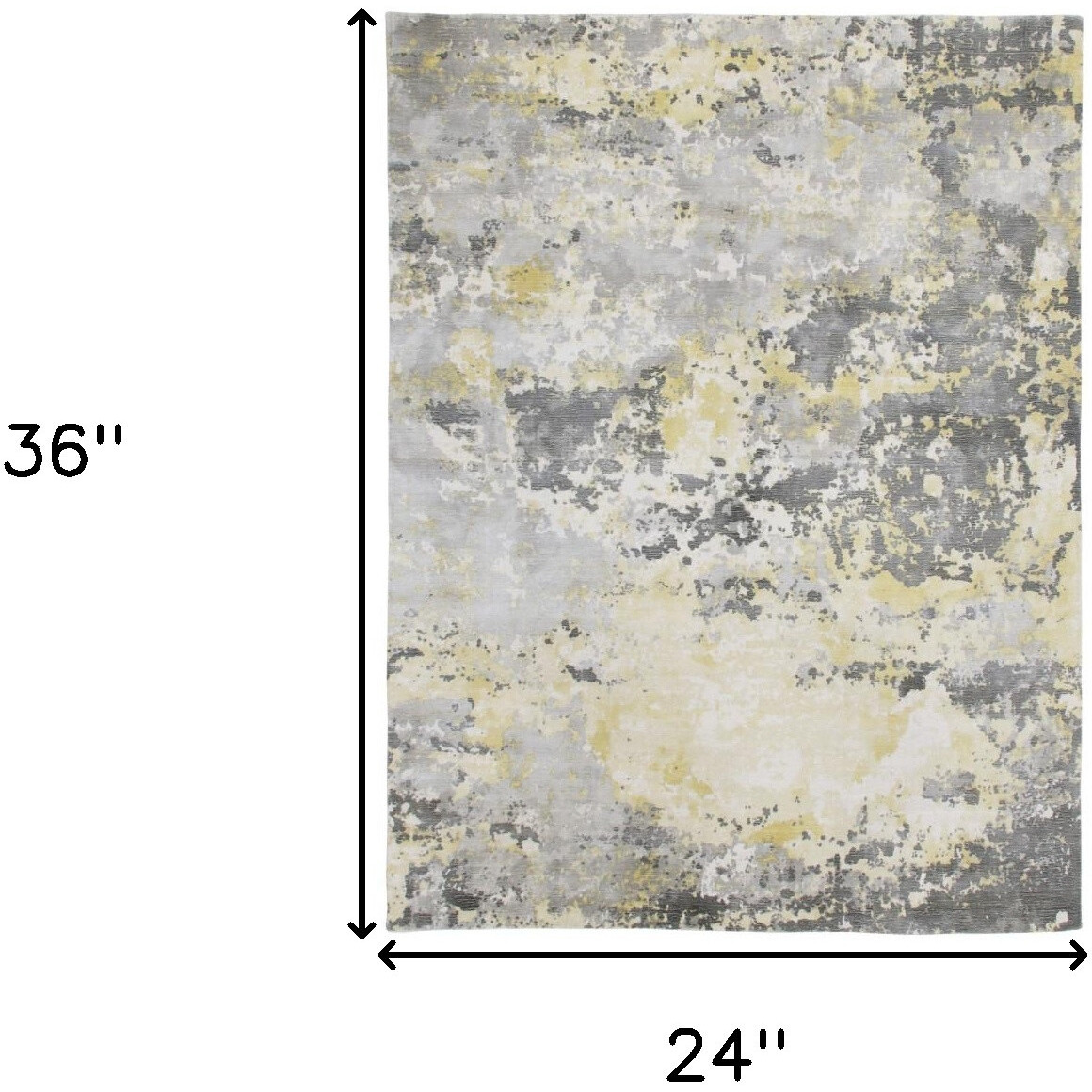 2' X 3' Gray and Yellow Abstract Hand Loomed Area Rug