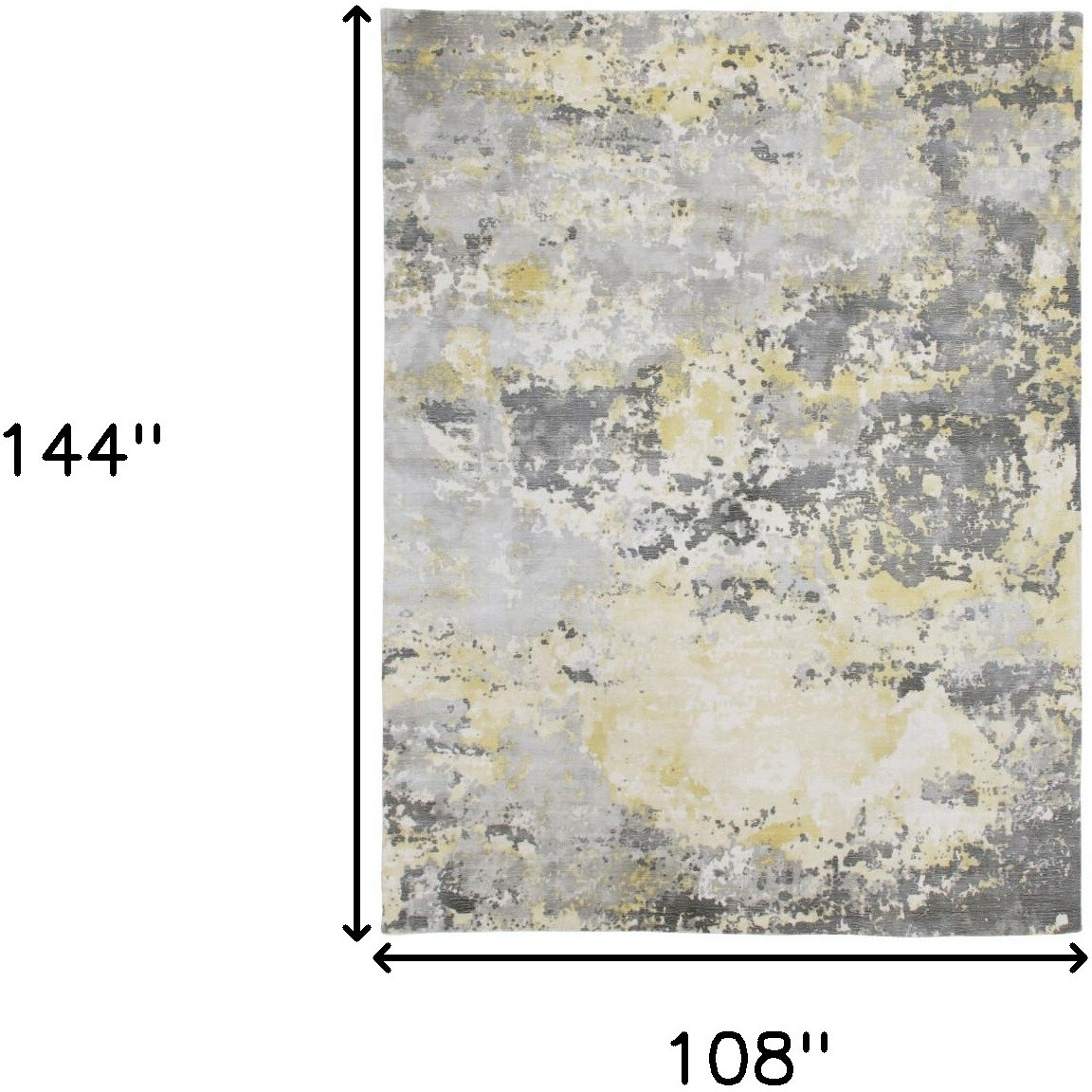 9' X 12' Gray and Yellow Abstract Hand Loomed Area Rug