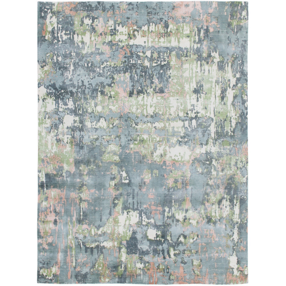 2' X 3' Gray and Yellow Abstract Hand Loomed Area Rug