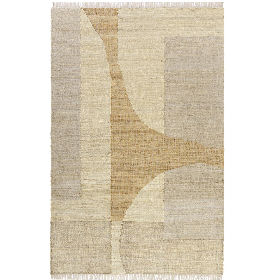 5' X 8' Natural and Ivory Abstract Hand Woven Area Rug
