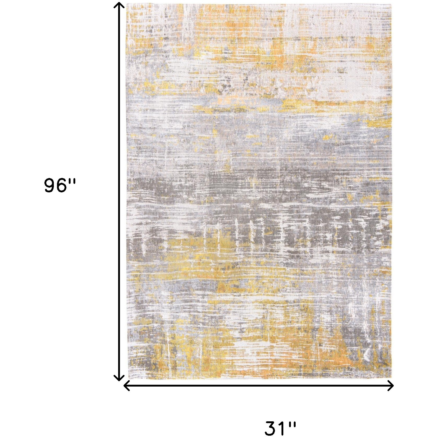 10' Gray and Yellow Abstract Non Skid Area Rug