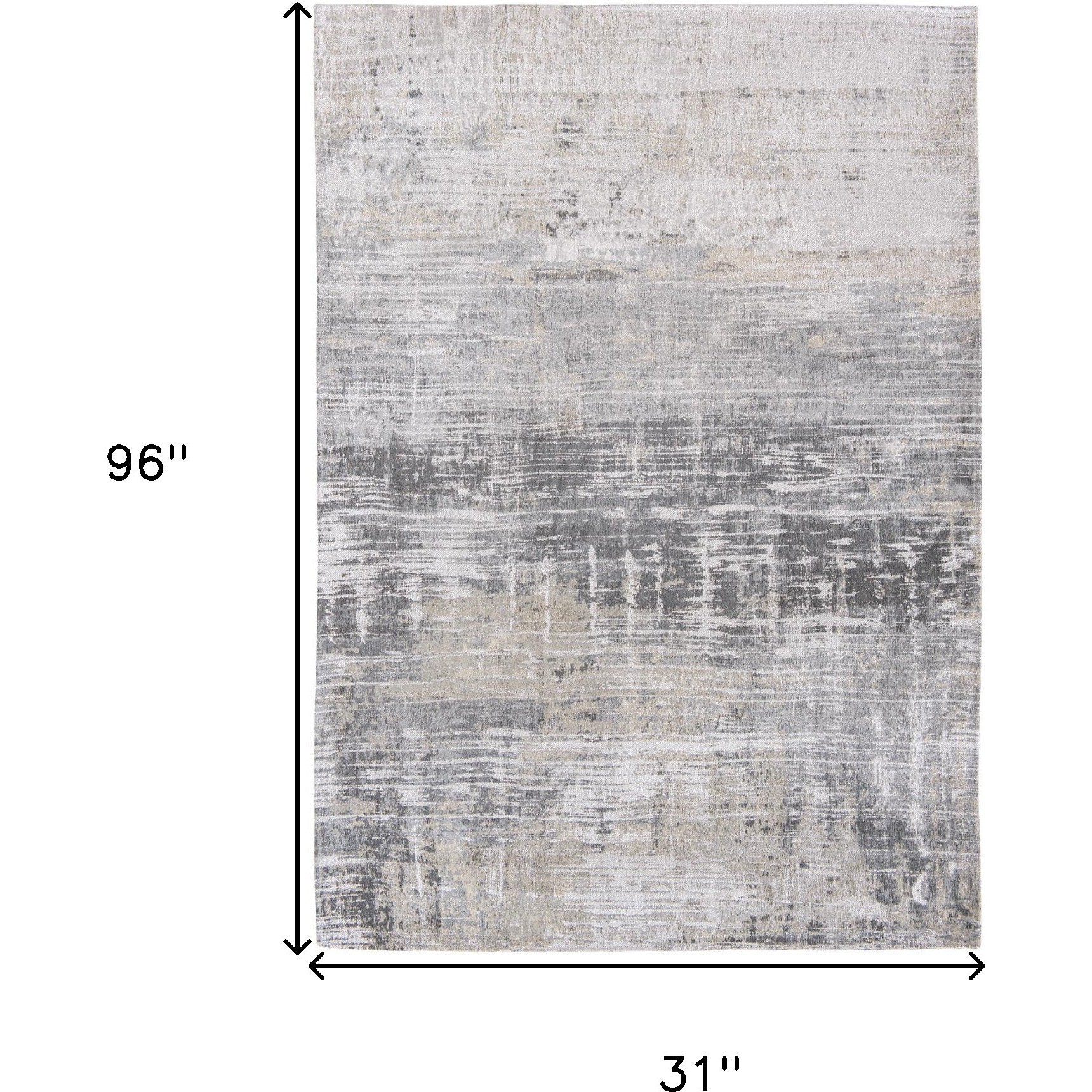10' Gray and White Abstract Non Skid Area Rug