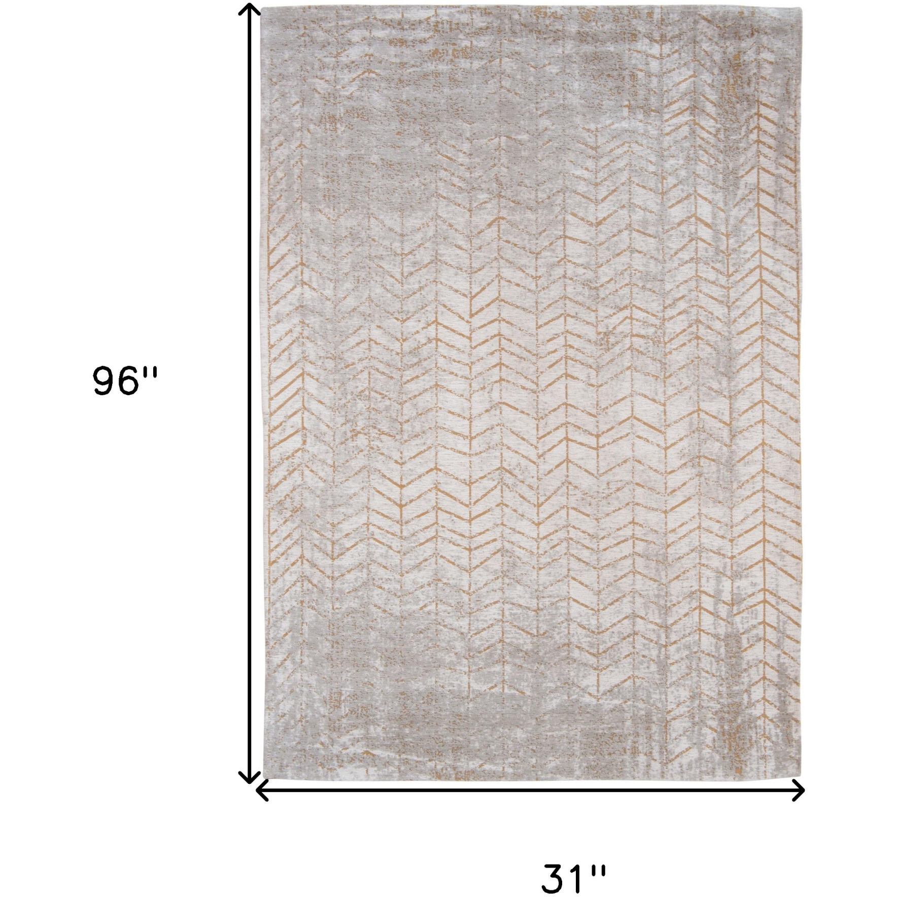 10' Gray and Yellow Chevron Non Skid Area Rug