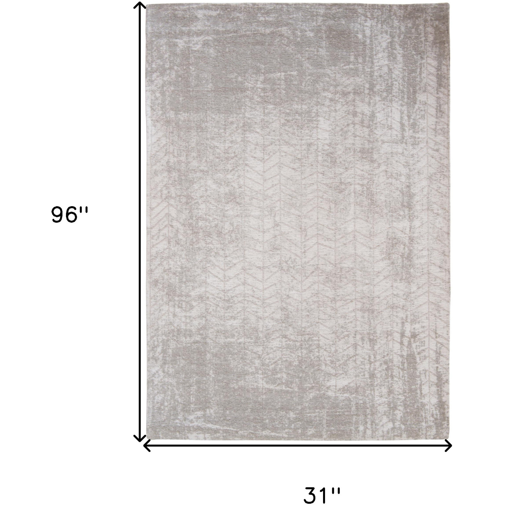 10' Gray and White Chevron Non Skid Area Rug