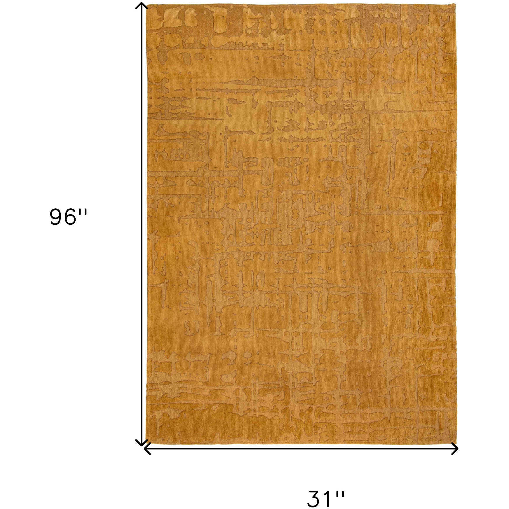 10' Yellow Abstract Non Skid Area Rug