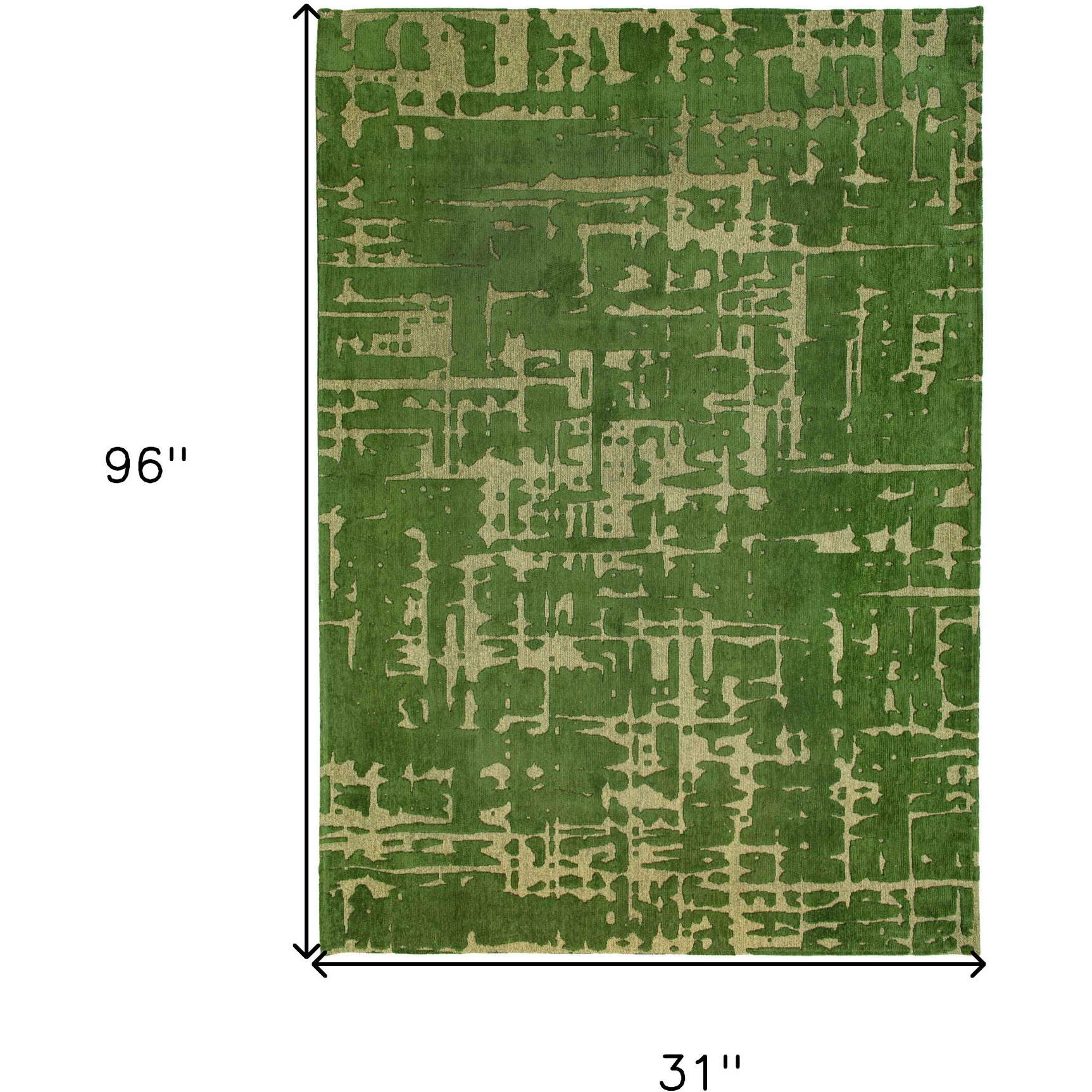 10' Green Abstract Non Skid Area Rug