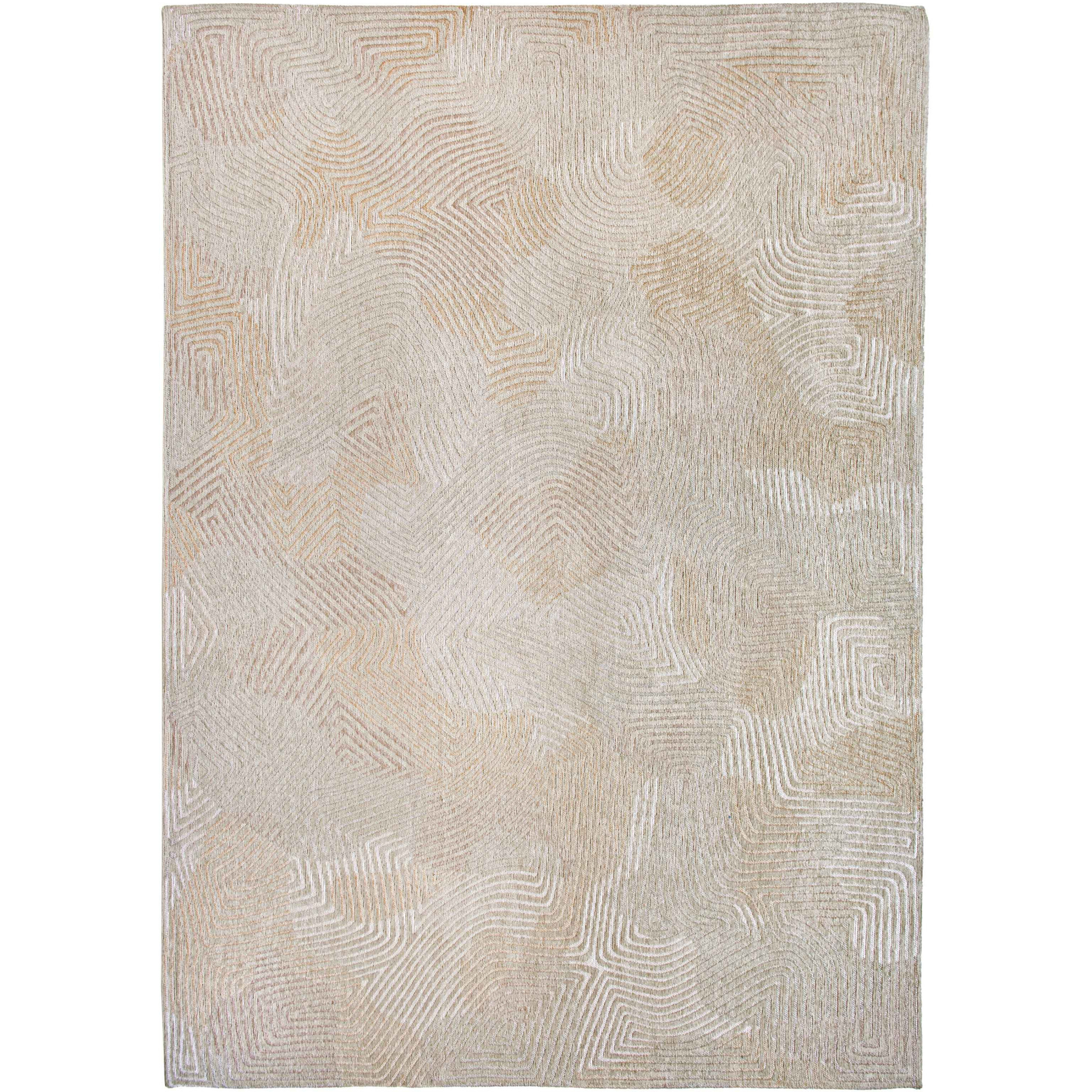 10' Beige and White Abstract Non Skid Area Rug
