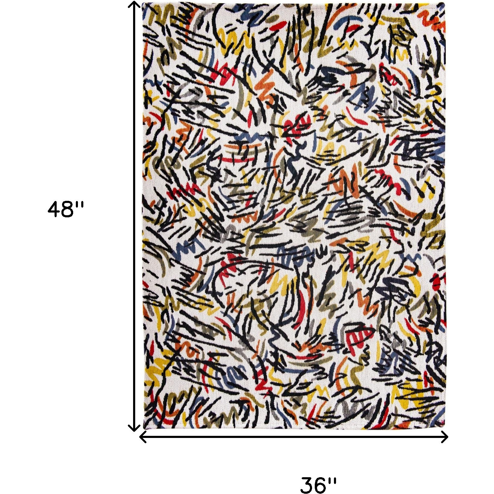 3' X 5' White Abstract Non Skid Area Rug