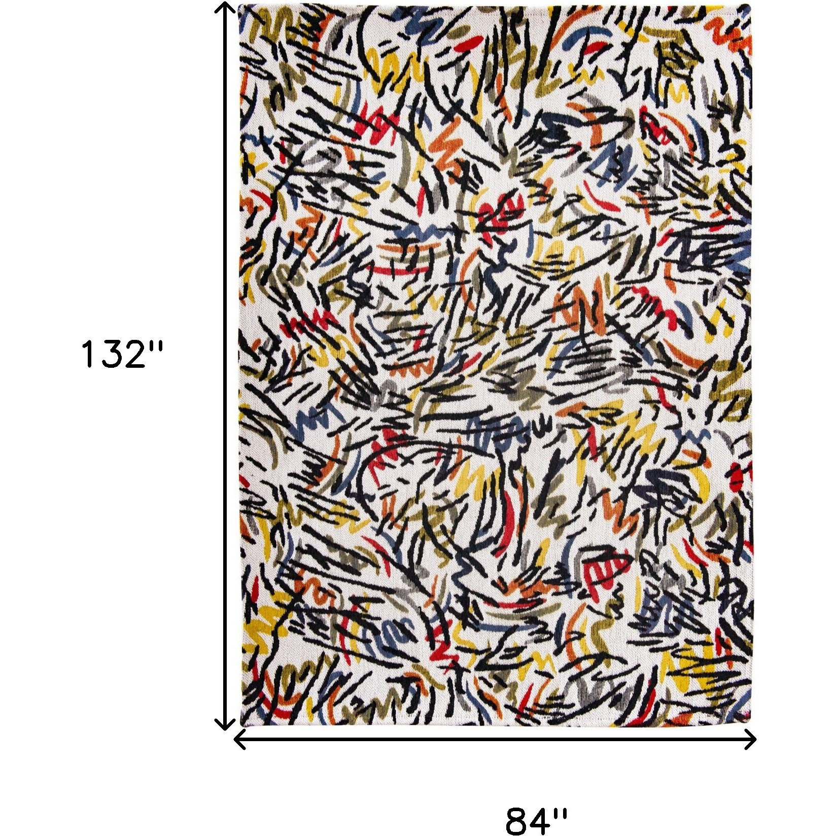 8' X 11' White Abstract Non Skid Area Rug