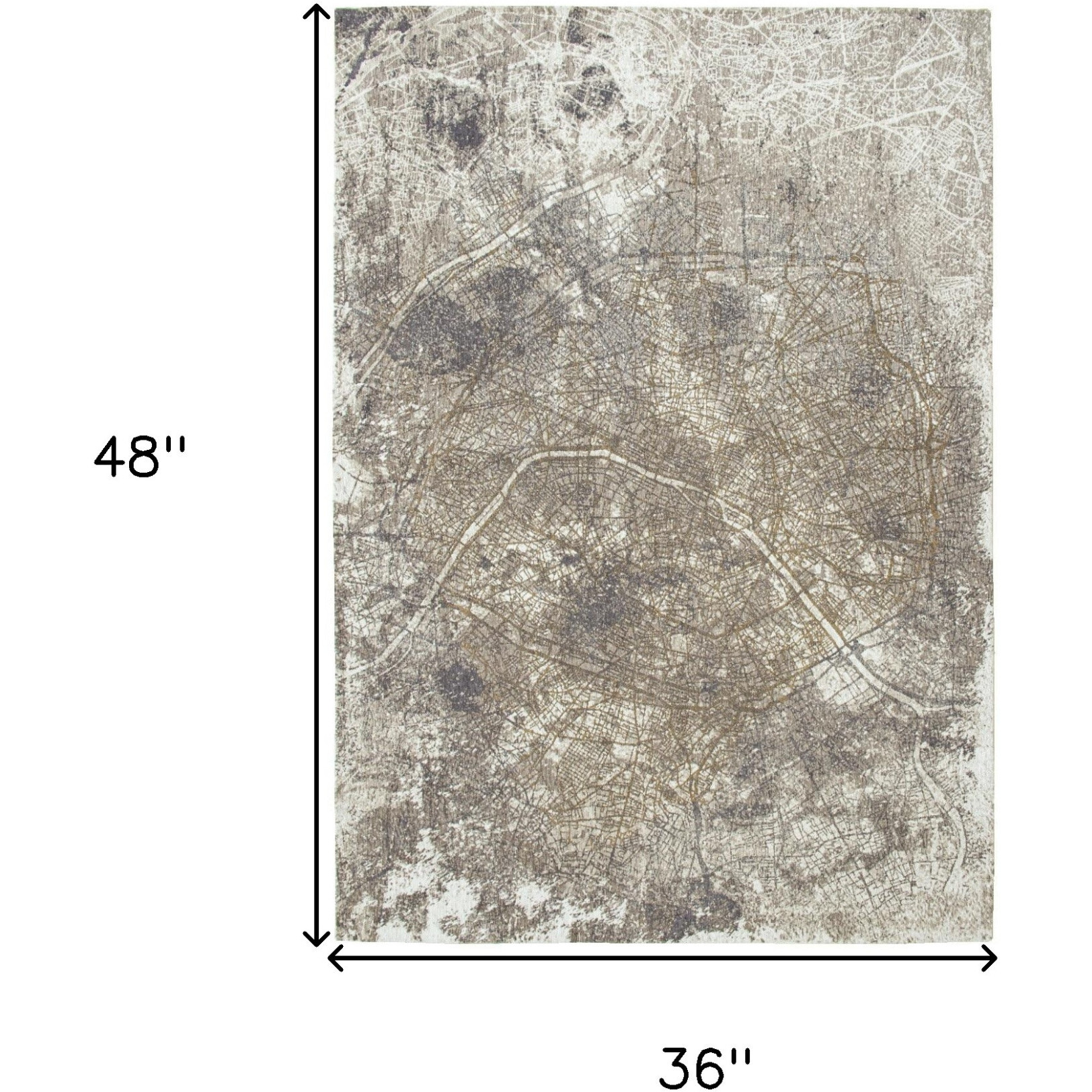 3' X 5' Gray and White Abstract Non Skid Area Rug